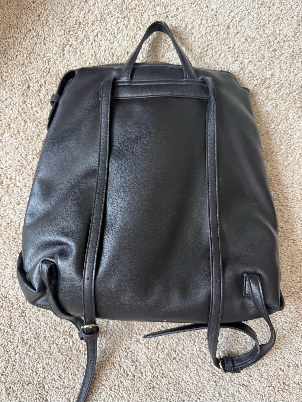 Sleek Black Leather Laptop Backpack